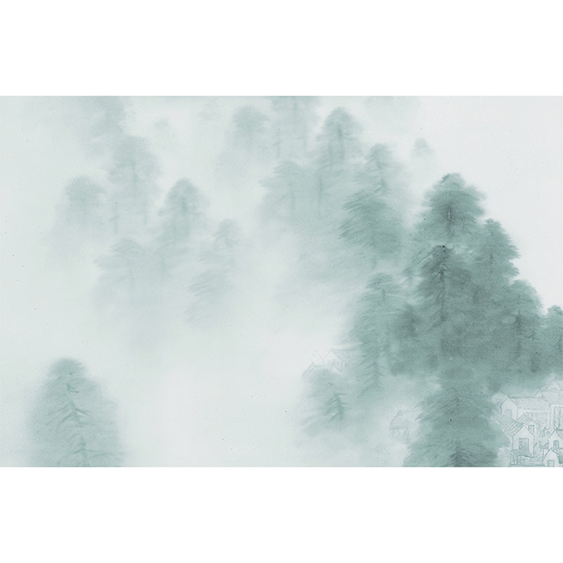 Frendorf | Berg und Nebel Wandtapete Grün und Weiß Wandverkleidung für Akzentwand