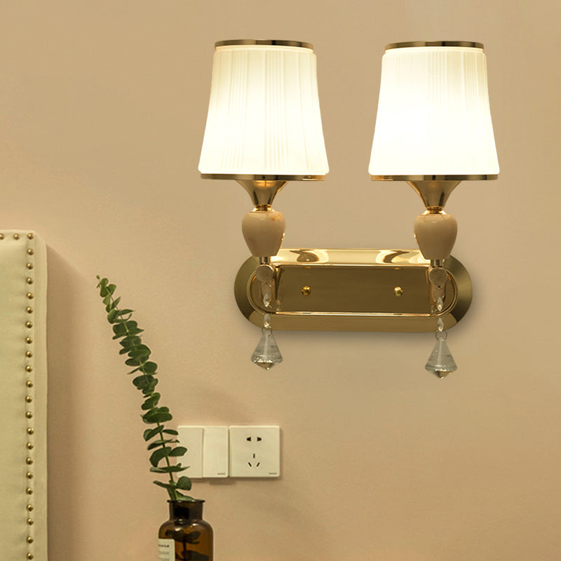 Frendorf | 1- Kopf Glocke Wand Scone Beleuchtung mit Glas Shade Modernist Wohnzimmer Gold Wandmontage Licht