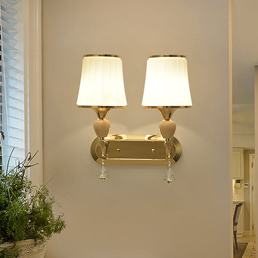Frendorf | 1- Kopf Glocke Wand Scone Beleuchtung mit Glas Shade Modernist Wohnzimmer Gold Wandmontage Licht