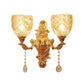 Frendorf | 2 Lichten Koepel/Bloem Op Muur Sconces Licht Europese Gouden Textuur Crystal Wandlamp Fixture