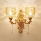 Frendorf | 2 Lichten Koepel/Bloem Op Muur Sconces Licht Europese Gouden Textuur Crystal Wandlamp Fixture