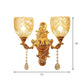 Frendorf | 2 Lichten Koepel/Bloem Op Muur Sconces Licht Europese Gouden Textuur Crystal Wandlamp Fixture