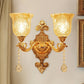 Frendorf | 2 Lichten Koepel/Bloem Op Muur Sconces Licht Europese Gouden Textuur Crystal Wandlamp Fixture