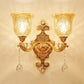 Frendorf | 2 Lichten Koepel/Bloem Op Muur Sconces Licht Europese Gouden Textuur Crystal Wandlamp Fixture