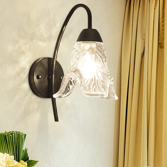 Frendorf | 1 Licht Trapez/Vaas/Trommel Wandlamp Sconces Post Modern Schwarz Metall Wandmontage Licht mit Klarglas Schirm
