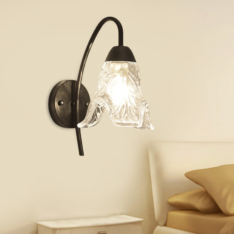 Frendorf | 1 Licht Trapez/Vaas/Trommel Wandlamp Sconces Post Modern Schwarz Metall Wandmontage Licht mit Klarglas Schirm