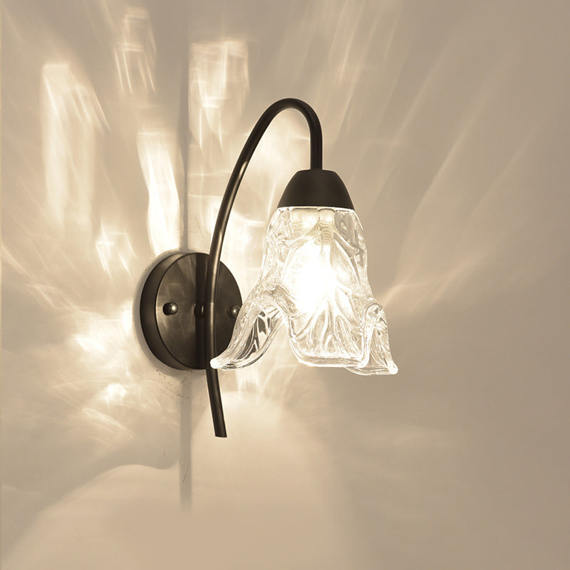 Frendorf | 1 Licht Trapez/Vaas/Trommel Wandlamp Sconces Post Modern Schwarz Metall Wandmontage Licht mit Klarglas Schirm