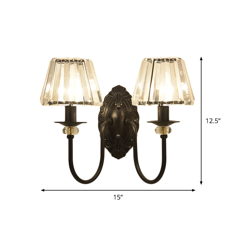 Frendorf | 1 Licht Trapez/Vaas/Trommel Wandlamp Sconces Post Modern Schwarz Metall Wandmontage Licht mit Klarglas Schirm