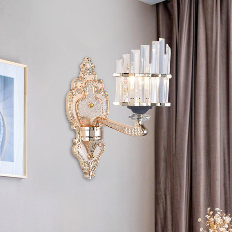 Frendorf | Kegel Schatten Wandleuchte Fixture Modernistisch 1/2-Licht Kristall Stab Wandleuchten Idee für Wohnzimmer in Gold