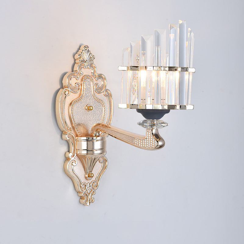 Frendorf | Kegel Schatten Wandleuchte Fixture Modernistisch 1/2-Licht Kristall Stab Wandleuchten Idee für Wohnzimmer in Gold
