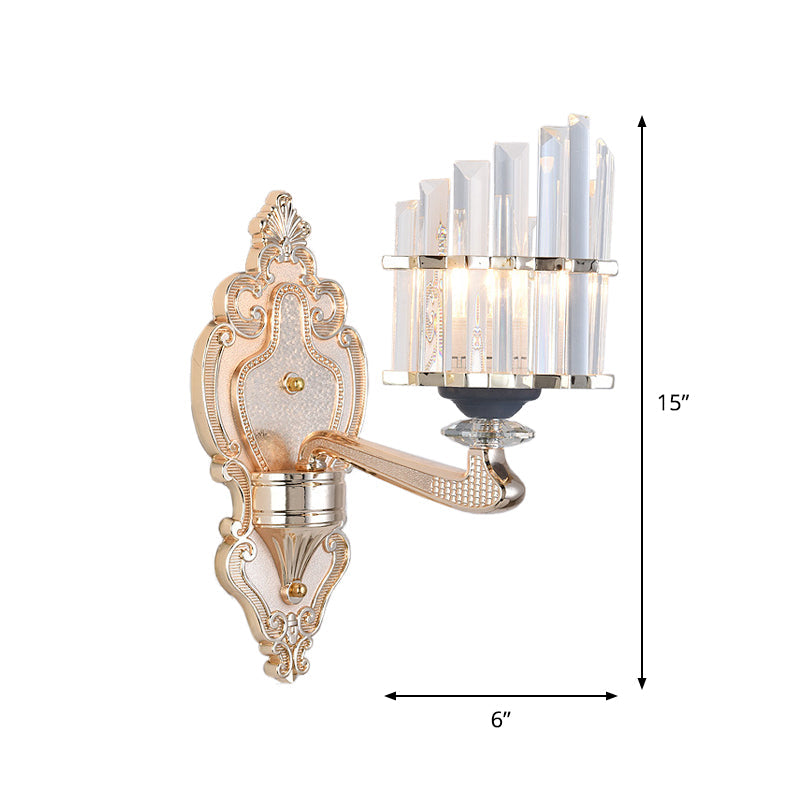Frendorf | Kegel Schatten Wandleuchte Fixture Modernistisch 1/2-Licht Kristall Stab Wandleuchten Idee für Wohnzimmer in Gold