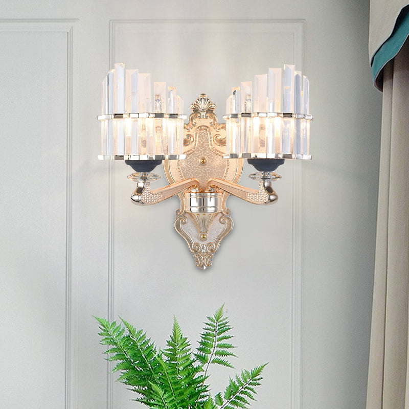 Frendorf | Kegel Schatten Wandleuchte Fixture Modernistisch 1/2-Licht Kristall Stab Wandleuchten Idee für Wohnzimmer in Gold
