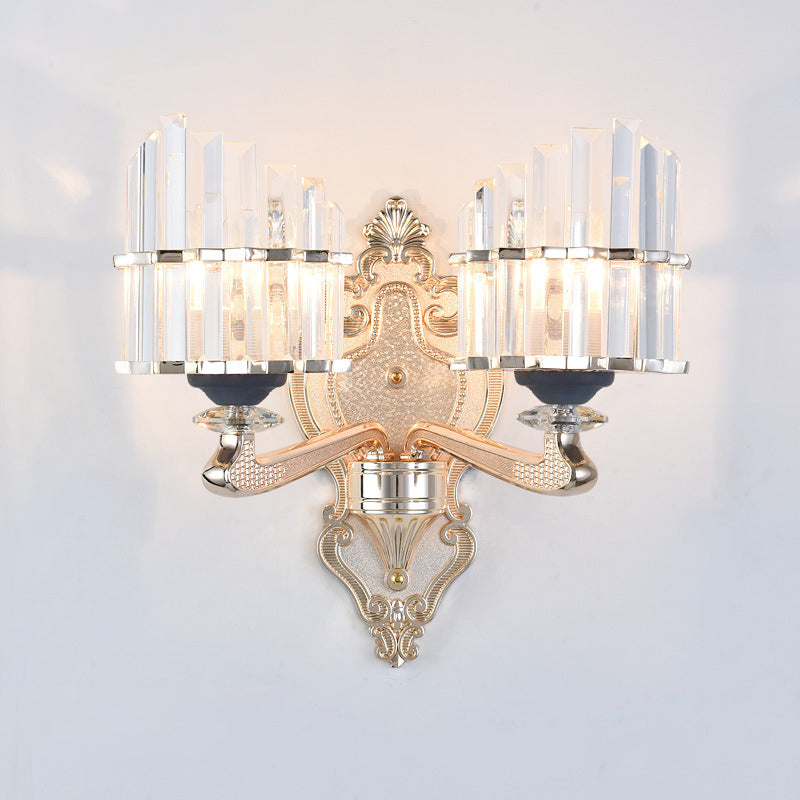 Frendorf | Kegel Schatten Wandleuchte Fixture Modernistisch 1/2-Licht Kristall Stab Wandleuchten Idee für Wohnzimmer in Gold