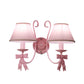 Frendorf | 1/2-Licht Schlafzimmer Wandmontierte Lampe Macaron Pink Finish Bogen Wandlampe mit konischem Stoffschirm