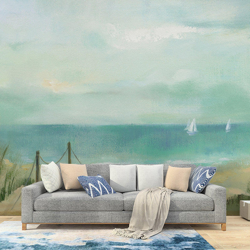 Frendorf | Coole Wandmalereien für Gästezimmer, Pastellfarbiger Strand und Meer, Maßgeschneiderte Größe verfügbar