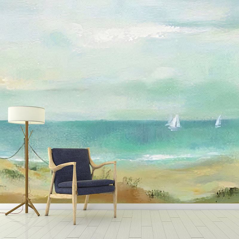 Frendorf | Coole Wandmalereien für Gästezimmer, Pastellfarbiger Strand und Meer, Maßgeschneiderte Größe verfügbar