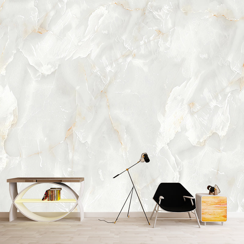 Frendorf | Contemporary Marmor Wandverkleidung in Gelb und Weiß Schlafzimmer Wandbild Tapete, maßgeschneidert gedruckt