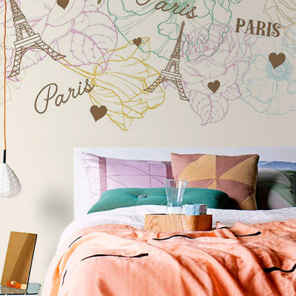 Frendorf | Romantische Muurbehang voor Woonkamer, Pastel Turquoise Gardenia en Tak, Gepersonaliseerde Maat Beschikbaar