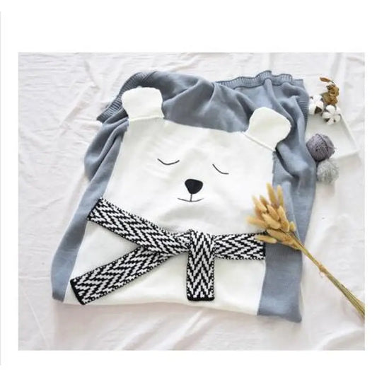 Frendorf | Baby Strickdecke mit Tiermotiv – Kuscheldecke mit 3D-Design für Kinder