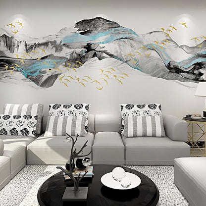 Frendorf | Volle Maat Chinese Muur Tapijt Blauw en Grijs Wilde Gans en Voile Wandbedekking, Aangepaste Maat Beschikbaar
