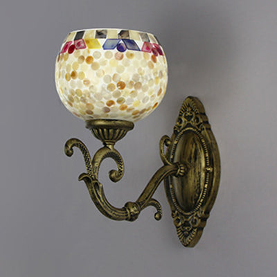 Frendorf | Shell Global Wandlamp met Gebogen Arm Landelijke Stijl 1 Kop slaapkamer Wandmontage Lamp in Beige/Beige-Rood