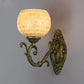 Frendorf | Shell Global Wandlamp met Gebogen Arm Landelijke Stijl 1 Kop slaapkamer Wandmontage Lamp in Beige/Beige-Rood