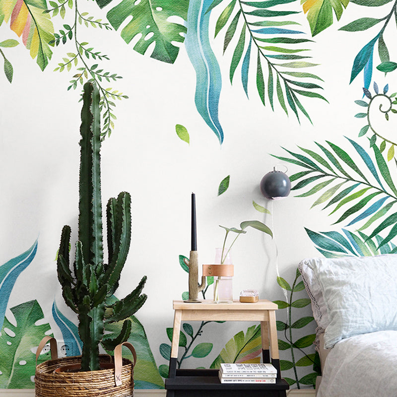 Frendorf | Branch und Leaf Wandmural in Pastellgrün, minimalistischer Wandschmuck für den gewerblichen Gebrauch