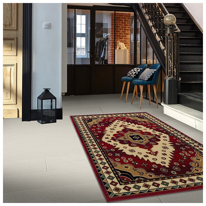 Frendorf | SierraBorder Southwest Teppich | Rot & Schwarz | Umrandeter Design-Teppich | Modern & Pflegeleicht