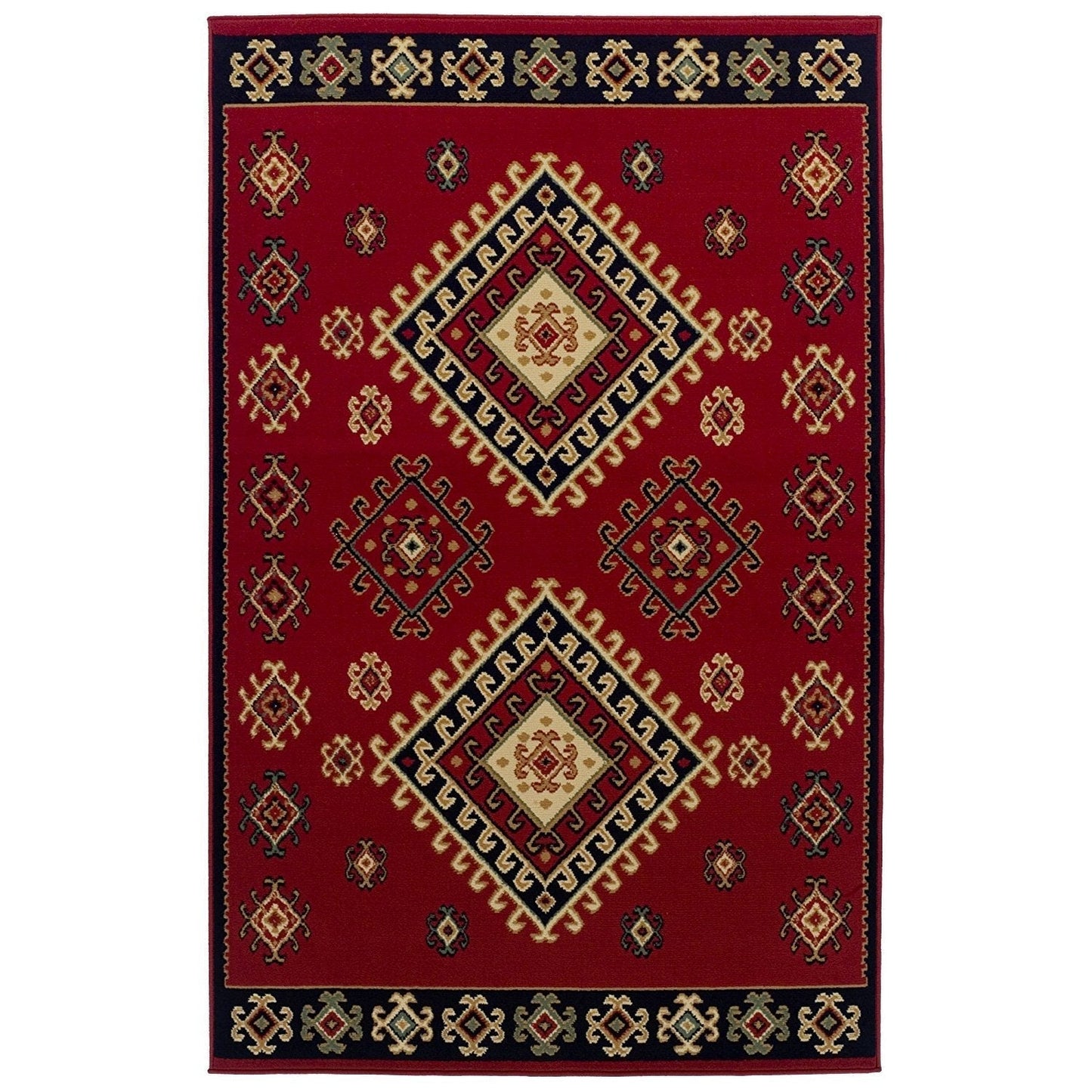 Frendorf | Redridge Southwest Teppich | Umrandeter Roter Teppich | Weich & Pflegeleicht | Wohnzimmer & Flur