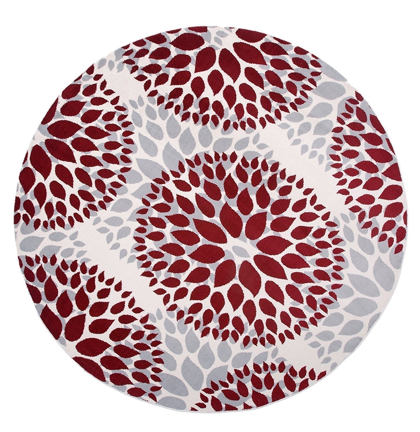 Frendorf | BloomNove Elegance Teppich | Grau & Rot | Blumendesign | Pflegeleicht & Modern