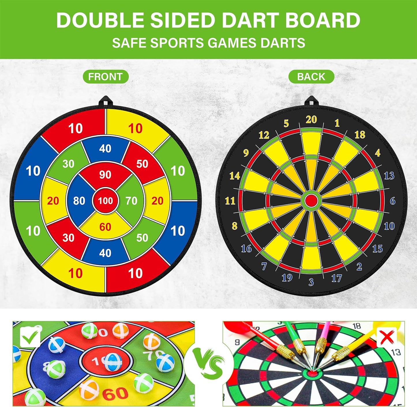 Frendorf | Großes doppelseitiges Dartboard für Kinder – Spielen, Lernen und Entspannen