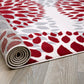 Frendorf | BloomNove Elegance Teppich | Grau & Rot | Blumendesign | Pflegeleicht & Modern