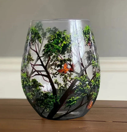 Frendorf | Vier Jahreszeiten Baum Weingläser - Hand gemalt Kunst