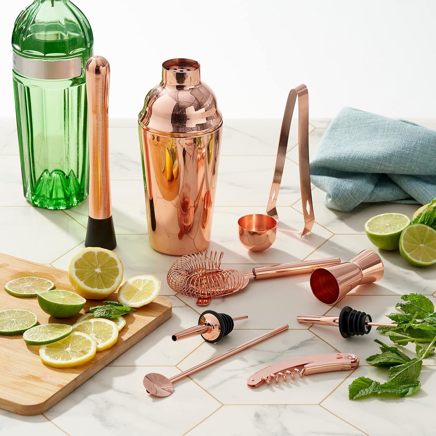 Frendorf | Rose Gold Cocktail Shaker 500ml Premium Edelstahl Barkeeper Mixer für die Hausbar Professioneller Gebrauch Auslaufsicheres Martini Shaker Set zum Mischen von Getränken Cocktails Margarita Mojito Old Fashioned