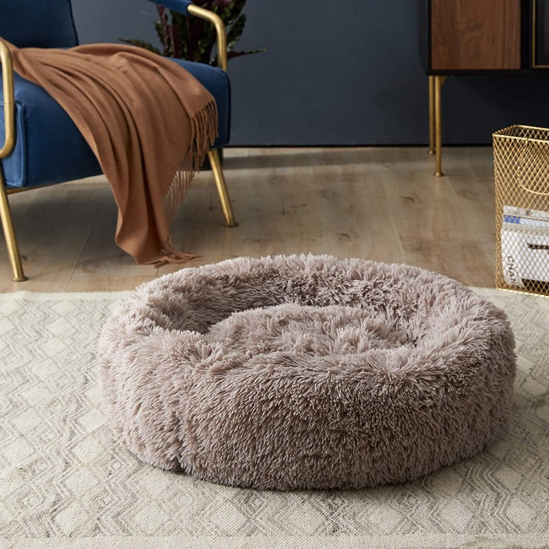 Runder Plüsch beruhigender Donut-Katzenbett-Nest