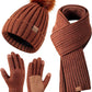 Frendorf | Damen Beanie mit Pom Pom Lange Schal Halswärmer Touchscreen Handschuhe 3 in 1 Set