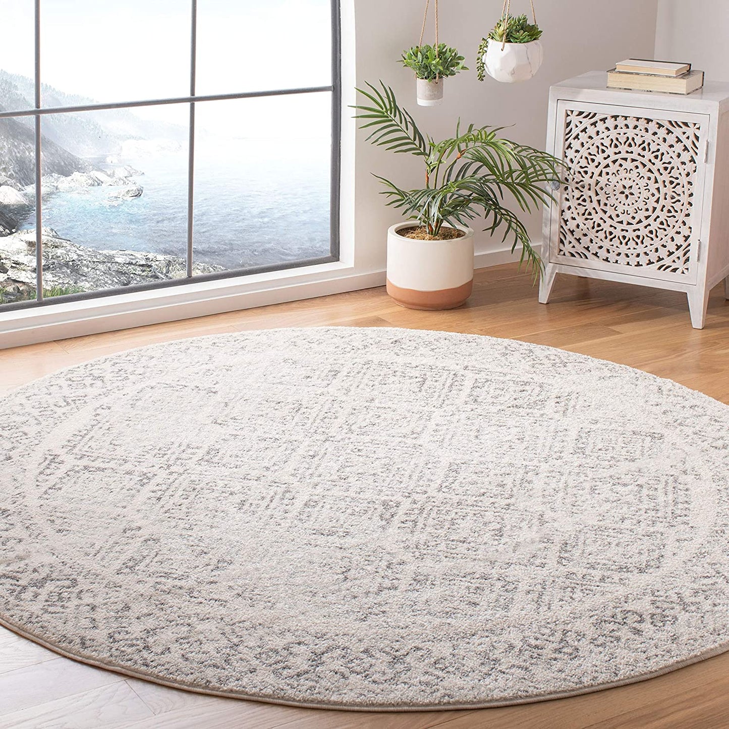 Marokkanischer Boho Abgenutzter Teppich Ivory / Grau