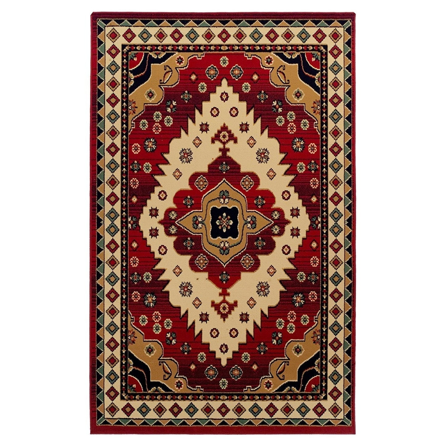 Frendorf | SierraBorder Southwest Teppich | Rot & Schwarz | Umrandeter Design-Teppich | Modern & Pflegeleicht