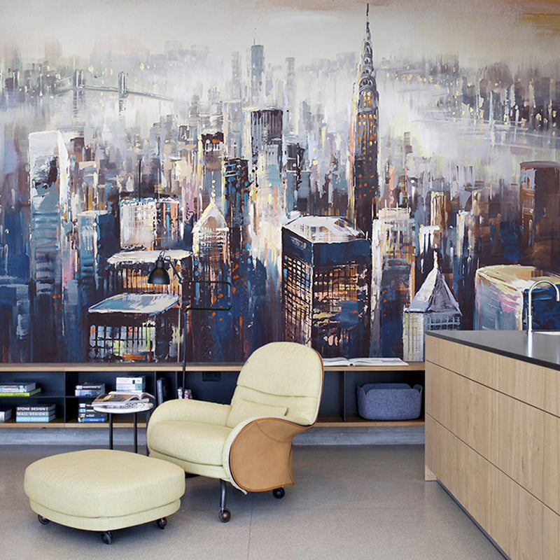 Extra große Wandkunst für Restaurant und Bar New York City und hohe Gebäude Wandbild für Akzentwand