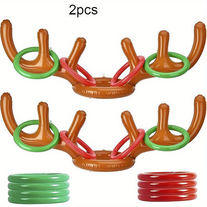 Frendorf | Aufblasbares Rentier-Geweih-Ringwurfspiel - Spaßiges Weihnachts- und Partyspiel