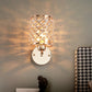 Frendorf | 1-Birne Kristall Eingelassene Wandlicht Kit Einfach Gold Zylindrische Gitter Wohnzimmer Wandleuchte Lampe