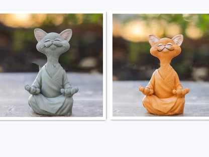 Verspielt Schwarze Buddha Katze Figur Meditation Yoga Sammlerstück Glückliche Katzen Dekor Zuhause Garten Dekoration Gartenornament