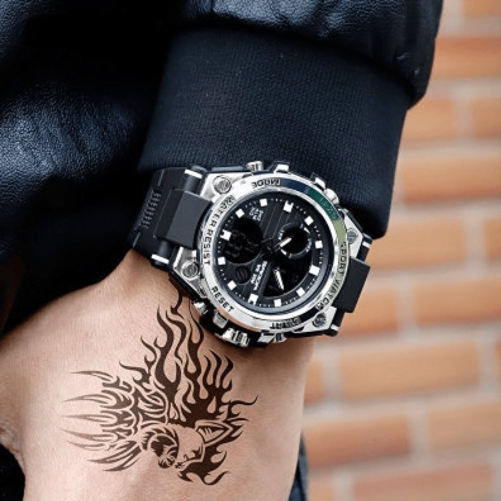 Frendorf | Sportliche Dual-Display Mode Multifunktionale wasserdichte leuchtende Herrenarmbanduhr