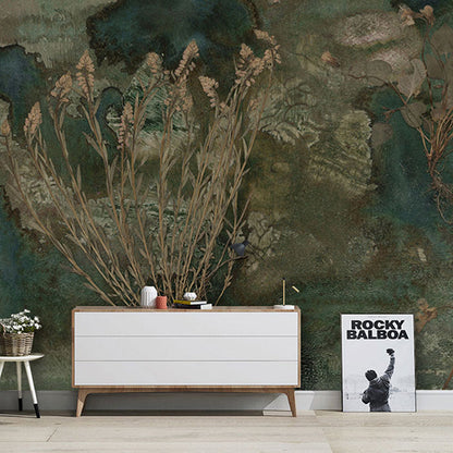 Frendorf | Niet-geweven Grote Muur Bedekking Zwartgroen Tropisch Bos en Woud, Aangepaste Maat Beschikbaar