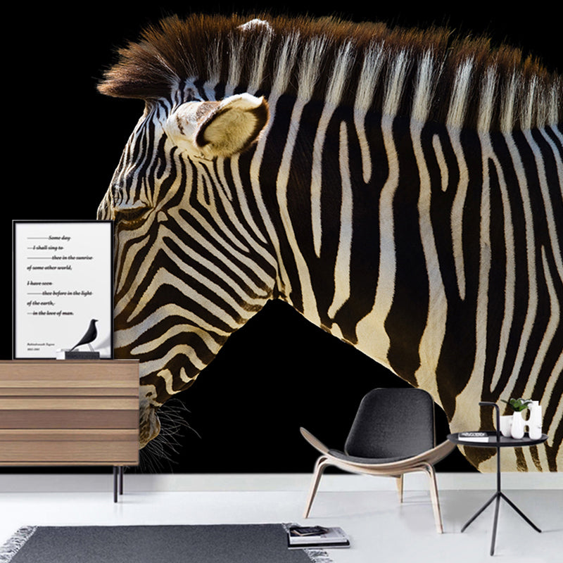 Frendorf | Contemporary Zebra Muurschildering voor Hu Decorations, Groot Wandbedekking in Zwart en Wit