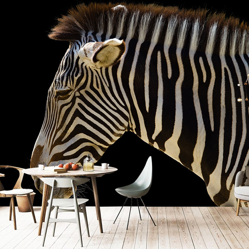 Frendorf | Contemporary Zebra Muurschildering voor Hu Decorations, Groot Wandbedekking in Zwart en Wit