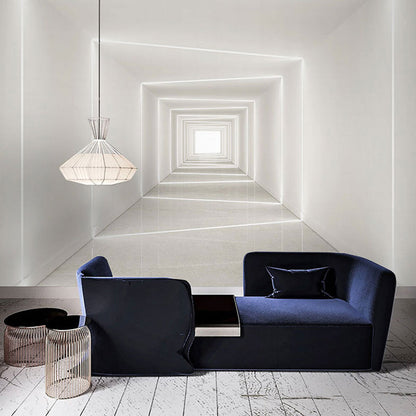 Frendorf | Lichte Kleur 3D Gestrekte Geometrieën Muren voor Woonkamer en Galerij, Non-Woven Stof