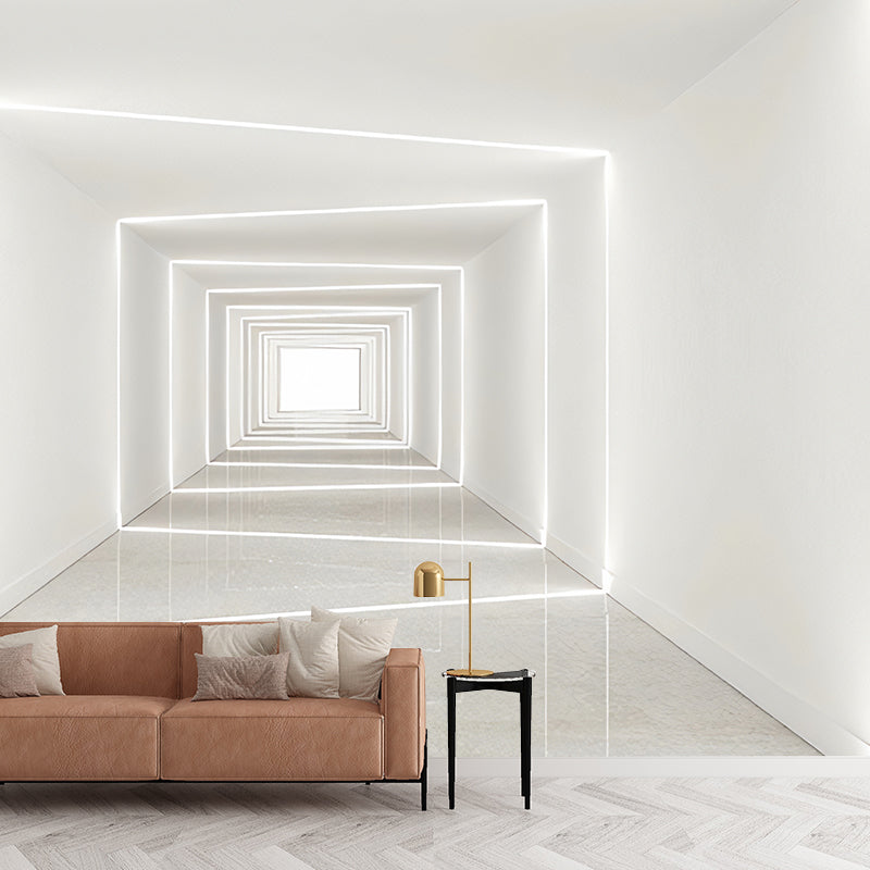 Frendorf | Lichte Kleur 3D Gestrekte Geometrieën Muren voor Woonkamer en Galerij, Non-Woven Stof
