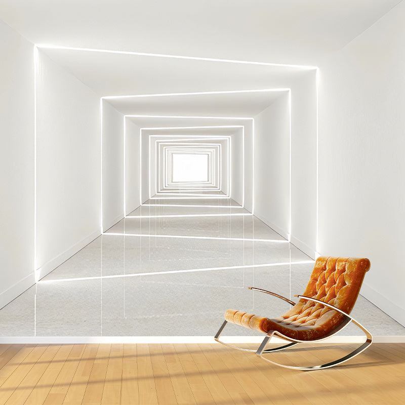 Frendorf | Lichte Kleur 3D Gestrekte Geometrieën Muren voor Woonkamer en Galerij, Non-Woven Stof