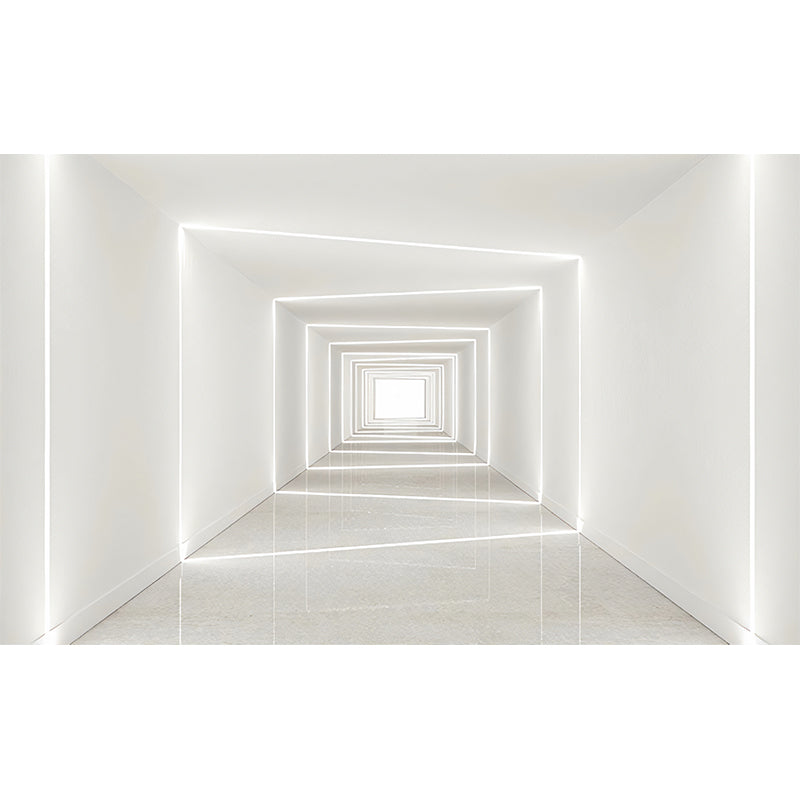 Frendorf | Lichte Kleur 3D Gestrekte Geometrieën Muren voor Woonkamer en Galerij, Non-Woven Stof